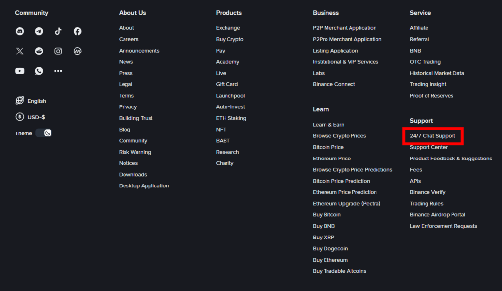 바이낸스 고객센터 문의 방법