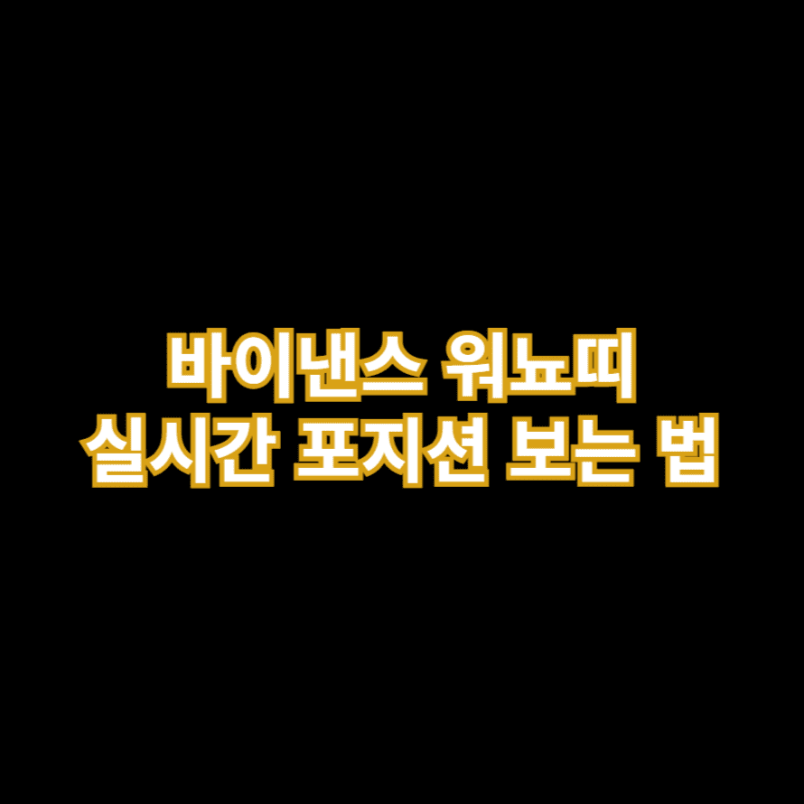 바이낸스 워뇨띠 실시간 포지션 보는법