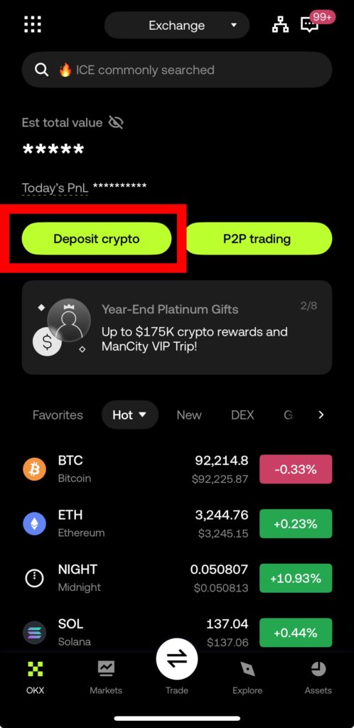 OKX 테더 입금 주소 만들기