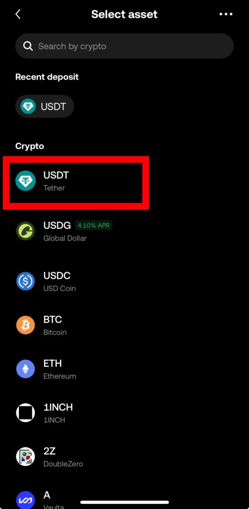 OKX 테더 입금 주소 만들기